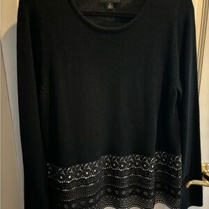 Elegant Black Lace Trim Women's Top